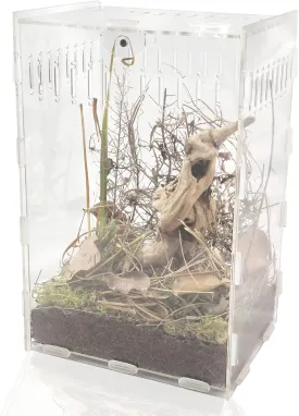 12x8x6 inch Magnetic Acrylic Reptile Case, Vertical Transparent Tarantula Enclosure Tank, Micro Habitat Terrariums Suitable for Insect, Spiders, Crickets, Snails, Hermit Crabs, Lizards, Frogs
