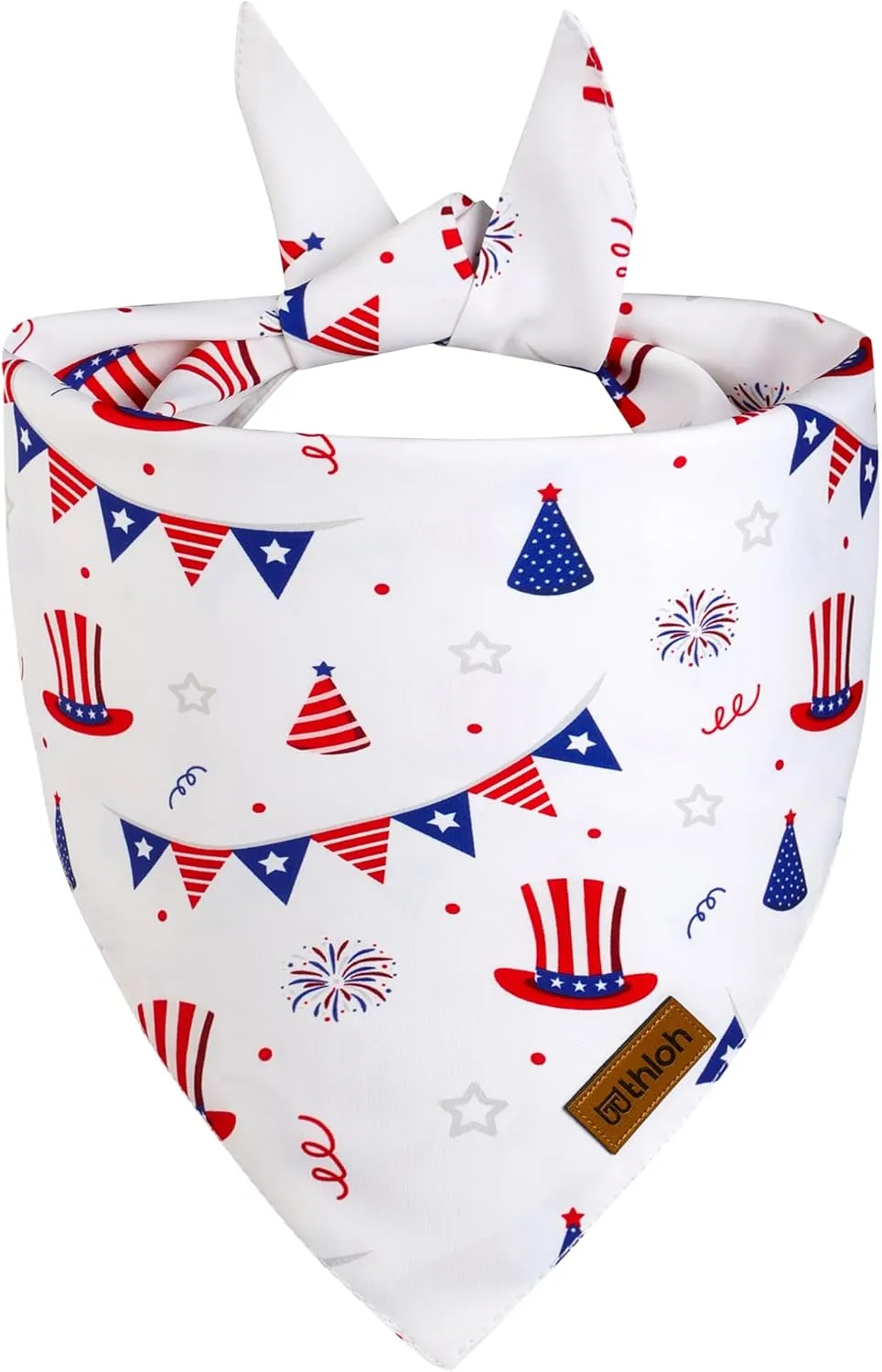 4th of July Dog Bandanas - 2 Pack Reversible American Flag Pet Scarf for Boy and Girl | Premium Durable Fabric | Plaid Patriotic Bandana for Small Medium Large and Extra Large Dogs (Large)