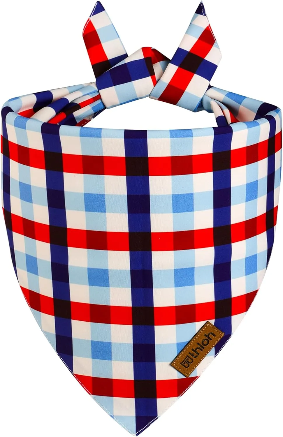 4th of July Dog Bandanas - 2 Pack Reversible American Flag Pet Scarf for Boy and Girl | Premium Durable Fabric | Plaid Patriotic Bandana for Small Medium Large and Extra Large Dogs (Large)