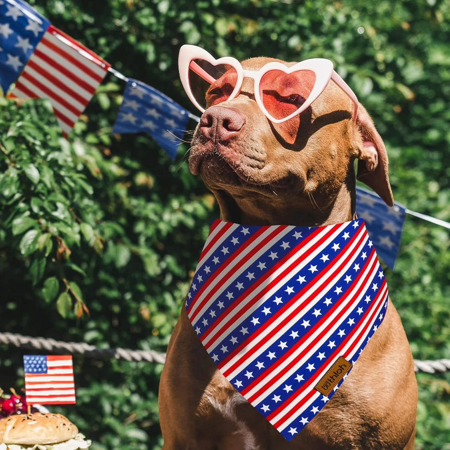 4th of July Dog Bandanas - 2 Pack Reversible American Flag Pet Scarf for Boy and Girl | Premium Durable Fabric | Stripe Patriotic Bandana for Small Medium Large Dogs