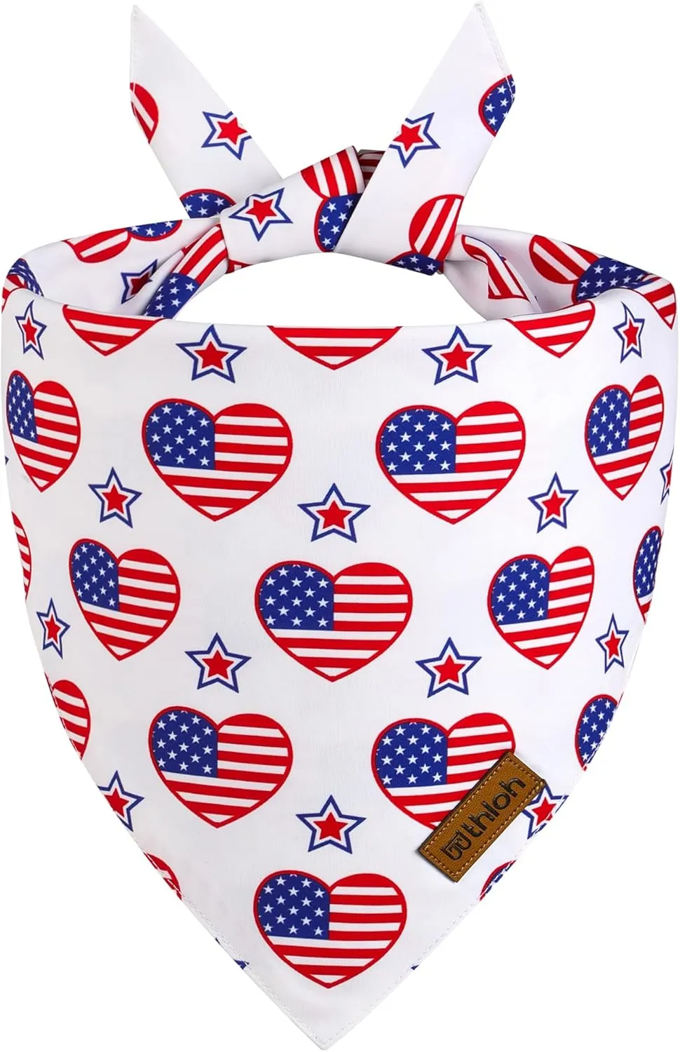 4th of July Dog Bandanas - 2 Pack Reversible American Flag Pet Scarf for Boy and Girl | Premium Durable Fabric | Stripe Patriotic Bandana for Small Medium Large Dogs