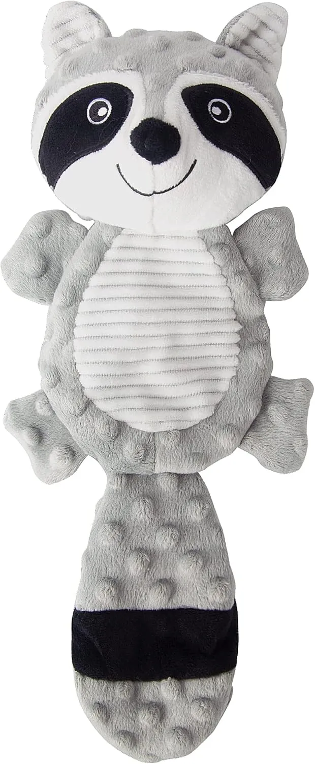 AllHomey Squeaky Dog Toys Plush Chew Toy for Small Medium Dogs Puppy Large Breed, Cute Animal Plush Chew Toy for Indoor Outdoor Play, Tough Durable Teething Interactive Gift, Raccoon,Gray