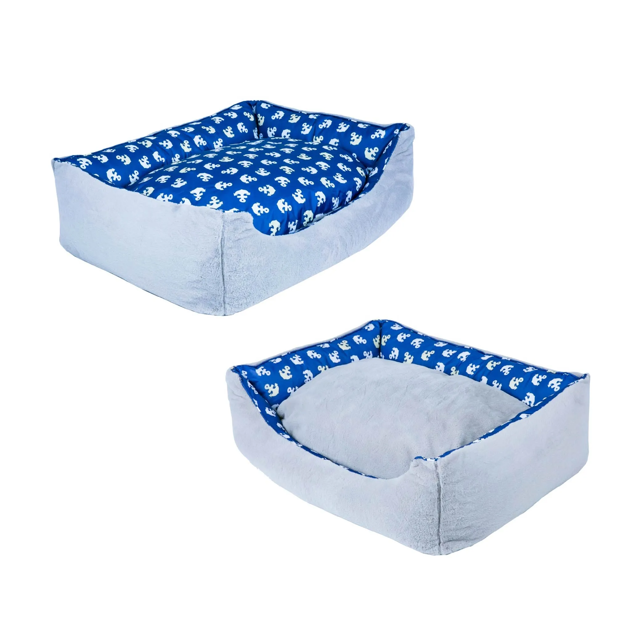 Anchor's Away Reversible Pet Bed Soft Calming Pet Bed, Anti-Anxiety, Nonskid Bottom, Premium Comfort Plus Pet Bed for Large/Medium/Small Dogs/Cats, SUPPORTS UP TO 90LBS (45"x30"x10")