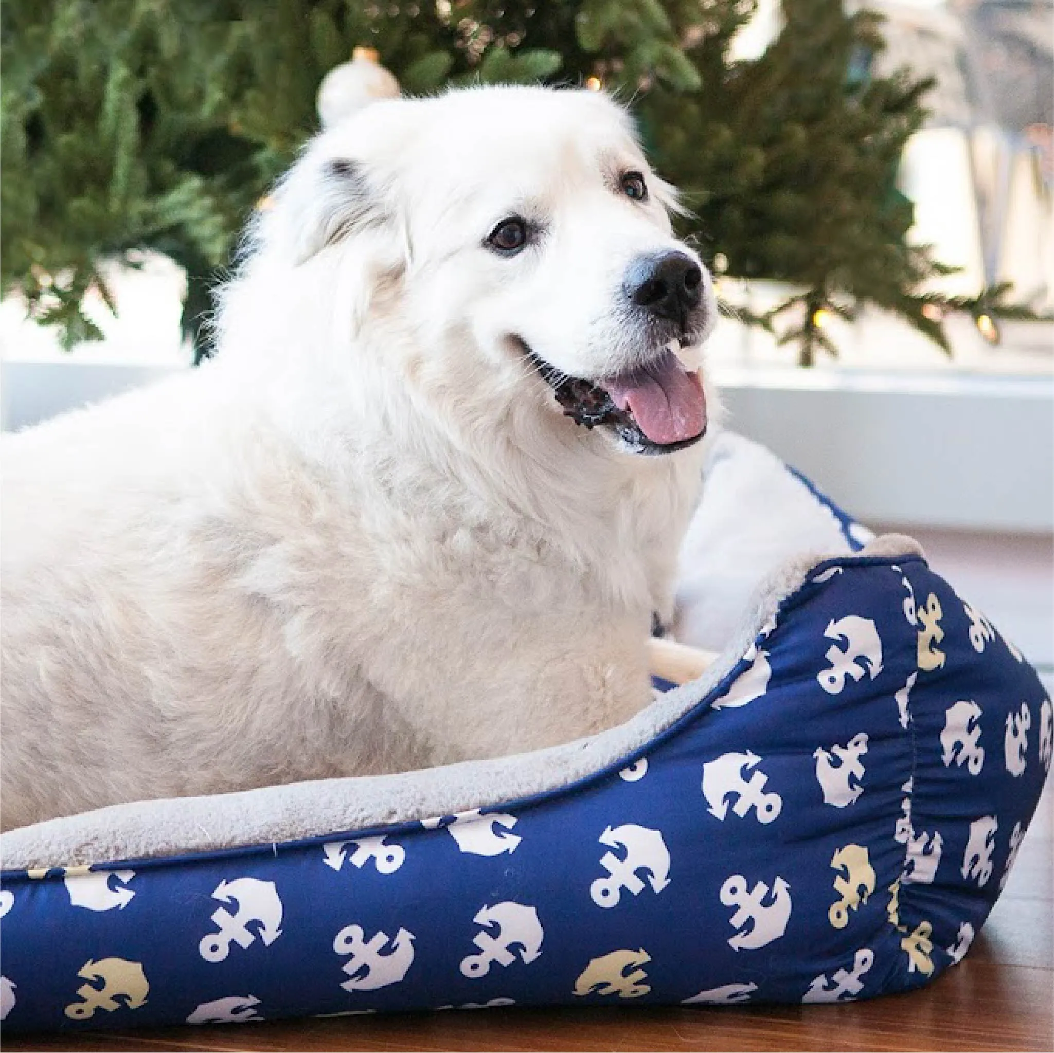 Anchor's Away Reversible Pet Bed Soft Calming Pet Bed, Anti-Anxiety, Nonskid Bottom, Premium Comfort Plus Pet Bed for Large/Medium/Small Dogs/Cats, SUPPORTS UP TO 90LBS (45"x30"x10")