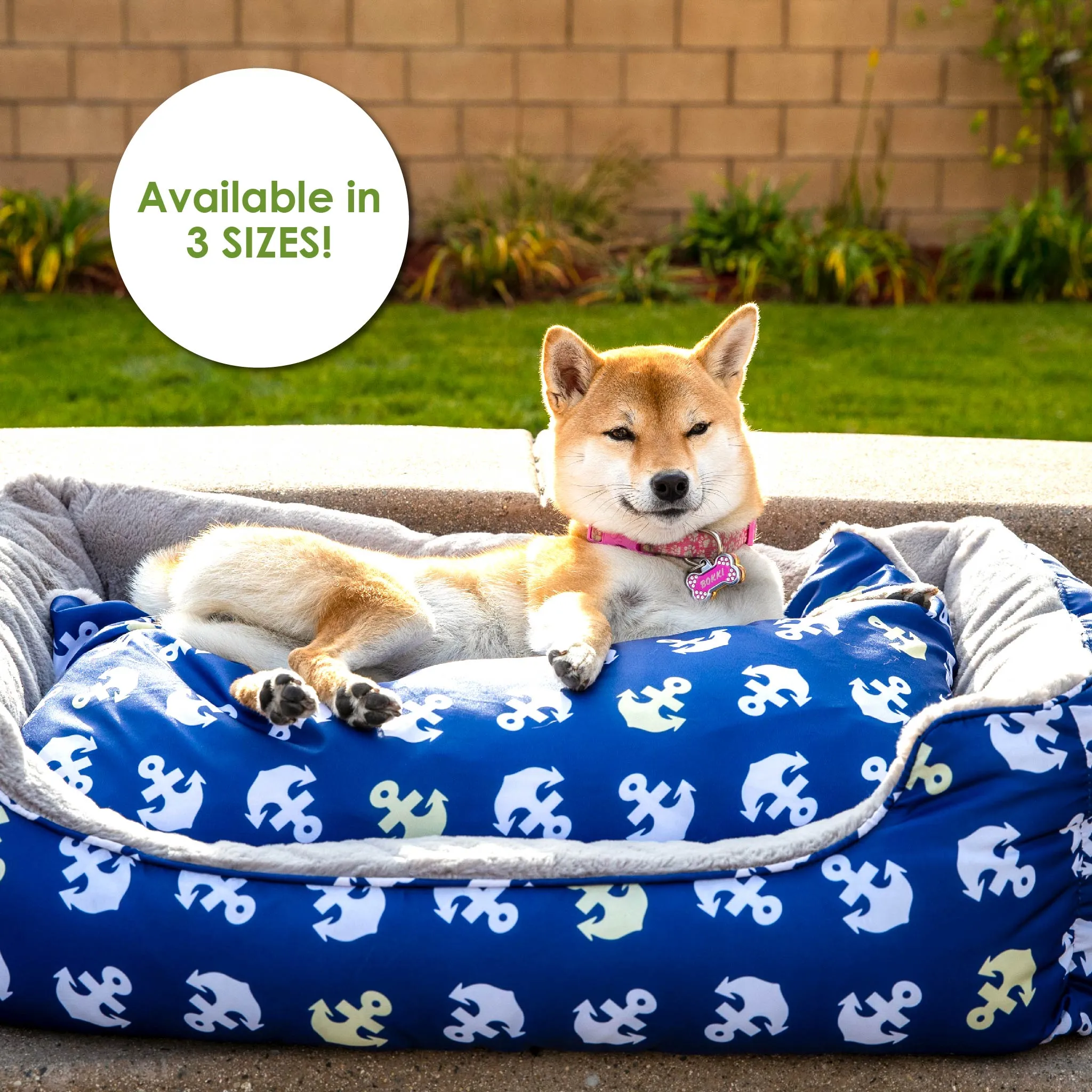 Anchor's Away Reversible Pet Bed Soft Calming Pet Bed, Anti-Anxiety, Nonskid Bottom, Premium Comfort Plus Pet Bed for Large/Medium/Small Dogs/Cats, SUPPORTS UP TO 90LBS (45"x30"x10")