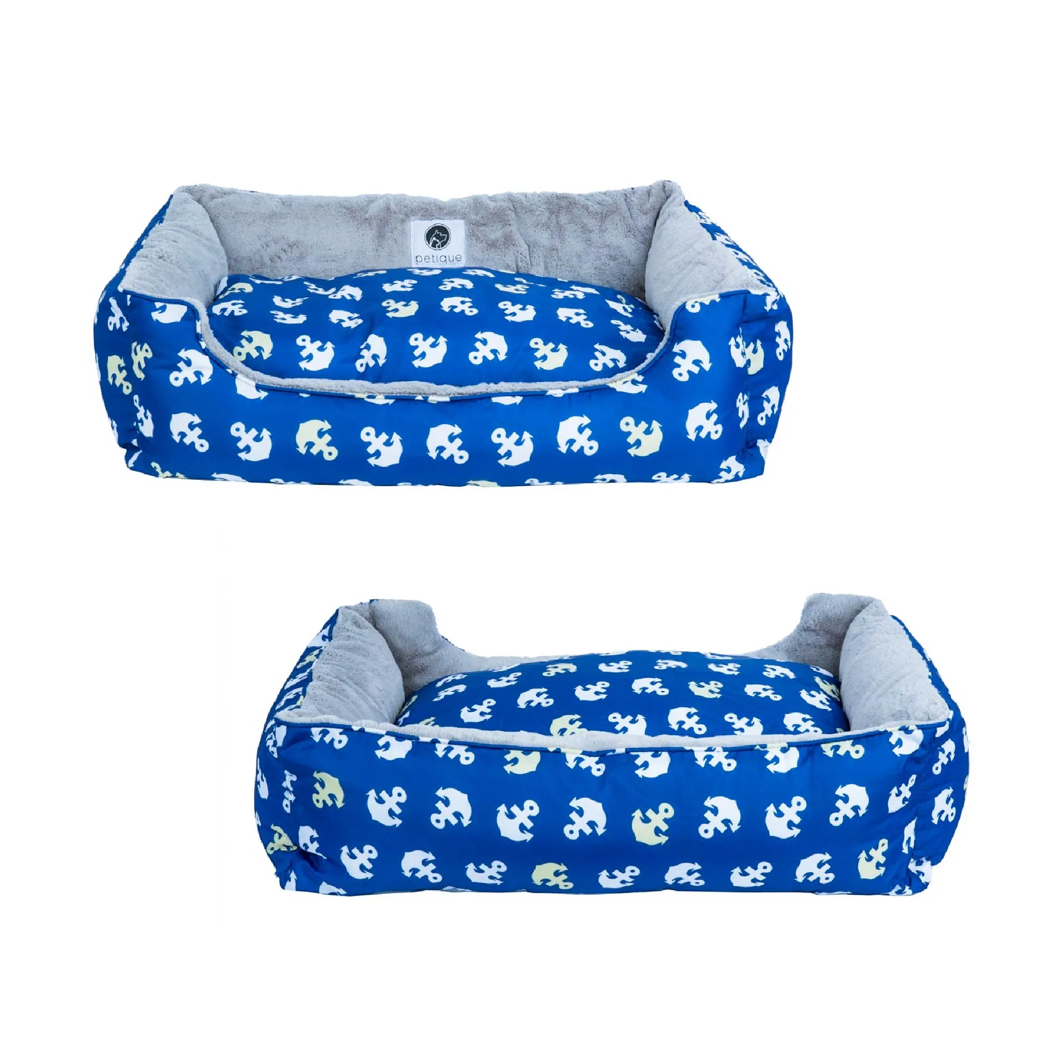 Anchor's Away Reversible Pet Bed Soft Calming Pet Bed, Anti-Anxiety, Nonskid Bottom, Premium Comfort Plus Pet Bed for Large/Medium/Small Dogs/Cats, SUPPORTS UP TO 90LBS (45"x30"x10")