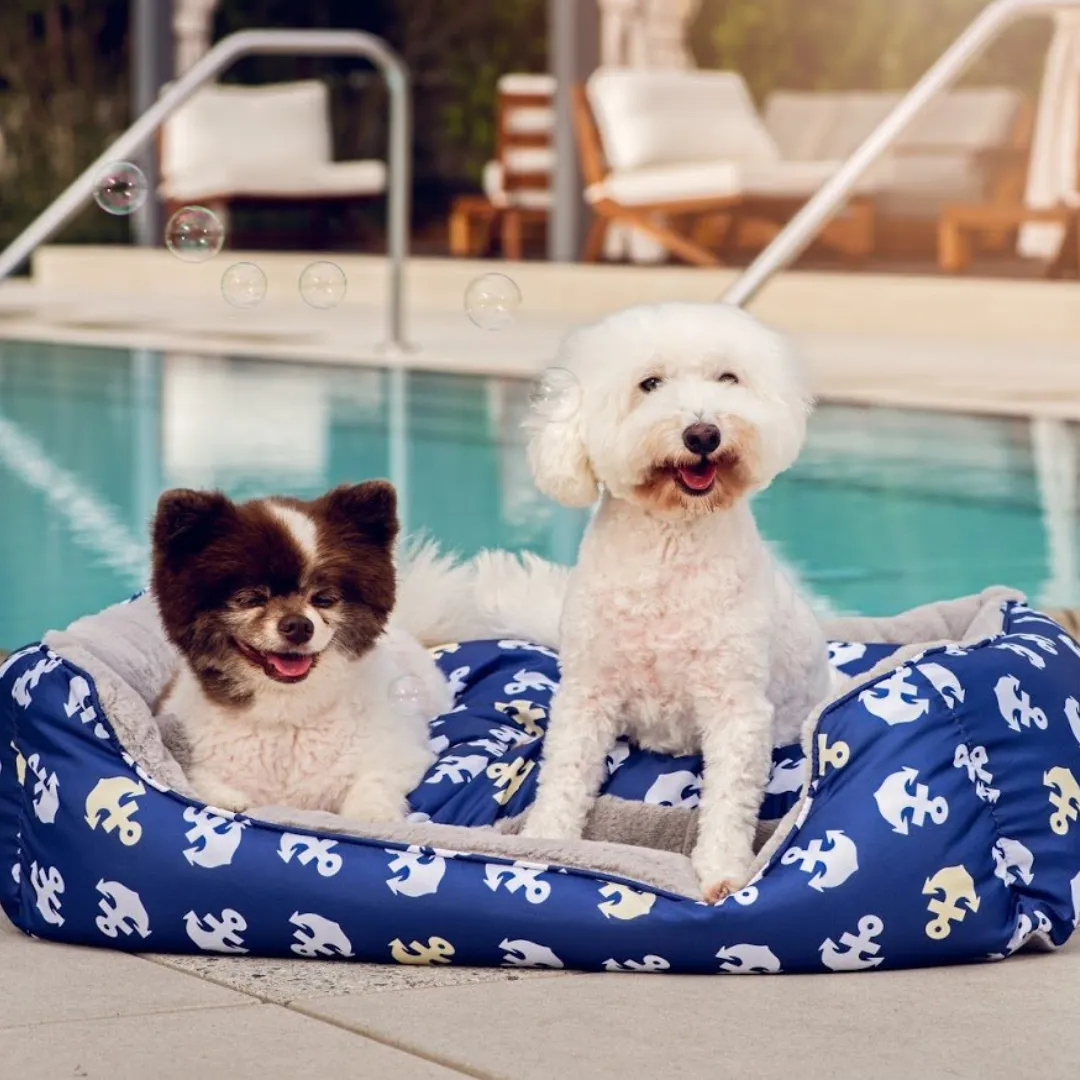 Anchor's Away Reversible Pet Bed Soft Calming Pet Bed, Anti-Anxiety, Nonskid Bottom, Premium Comfort Plus Pet Bed for Large/Medium/Small Dogs/Cats, SUPPORTS UP TO 90LBS (45"x30"x10")