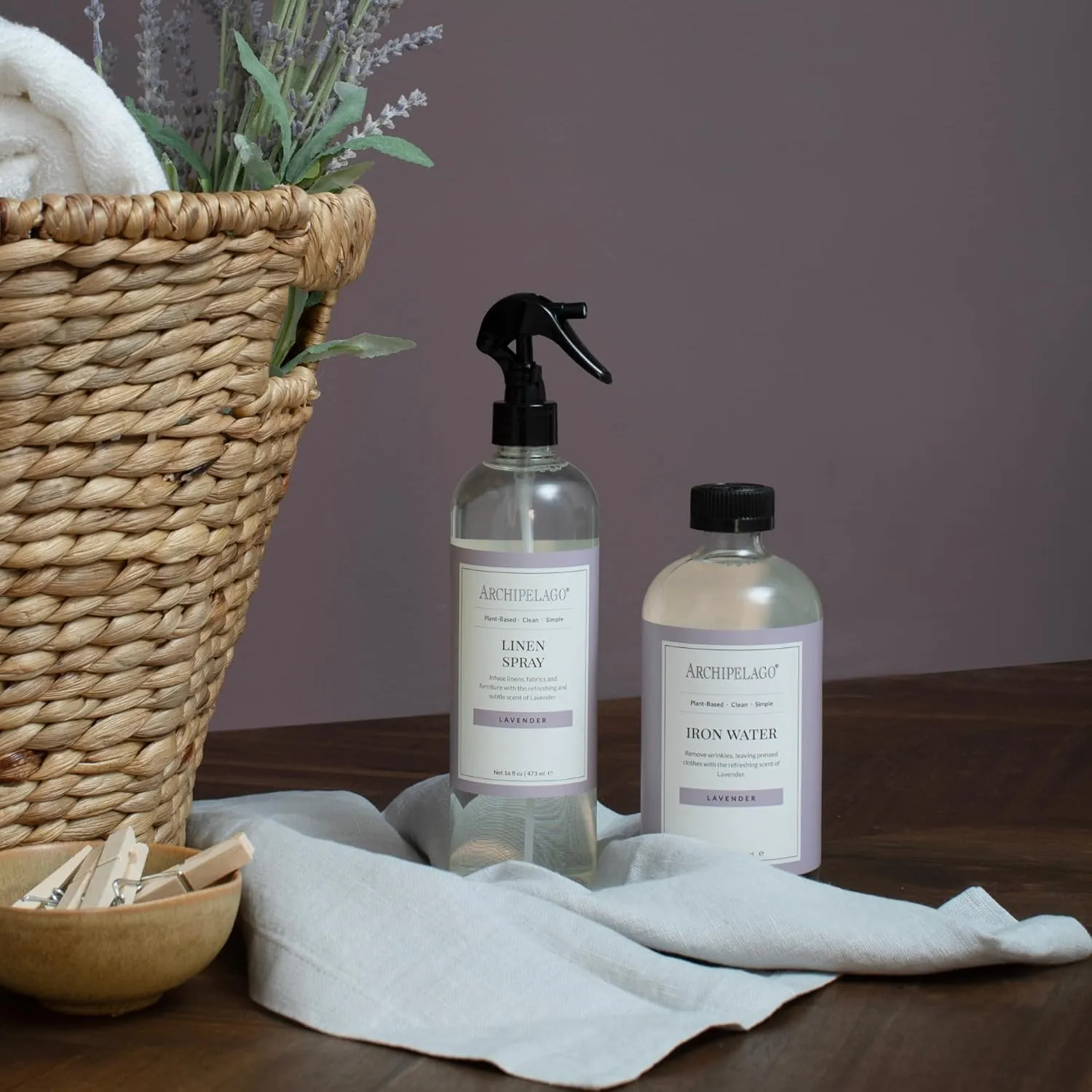Archipelago Botanicals Lavender Linen Spray  Fabric & Room Freshener with 100% Natural Lavender  Odor Eliminator for Room, Upholstery & Clothes  17.5 fl oz