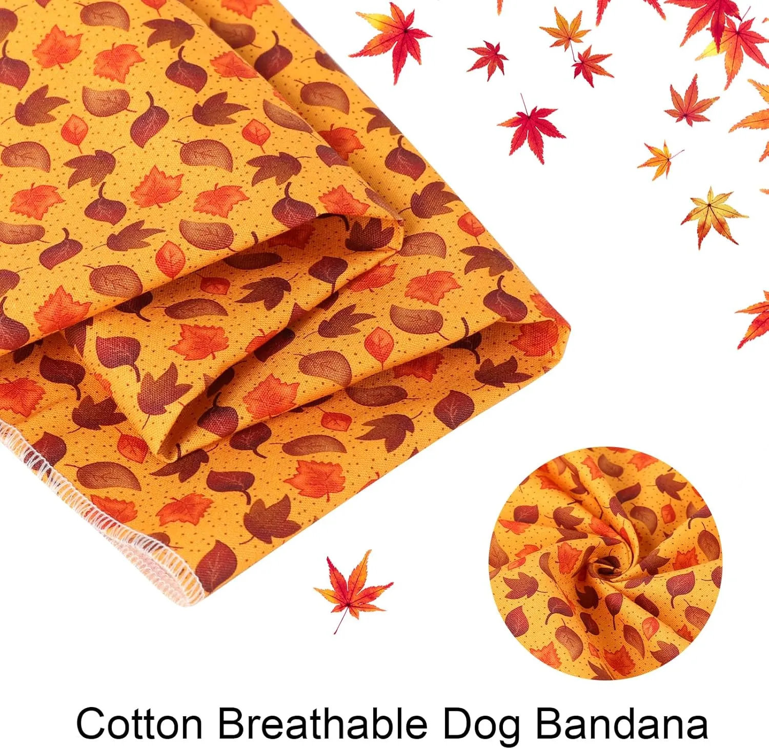 ARING PET Fall Bandana - Cotton Leaves, Comfortable Autumn Pet Scarf Triangle Bibs for Boy and Girl Dogs and Cats