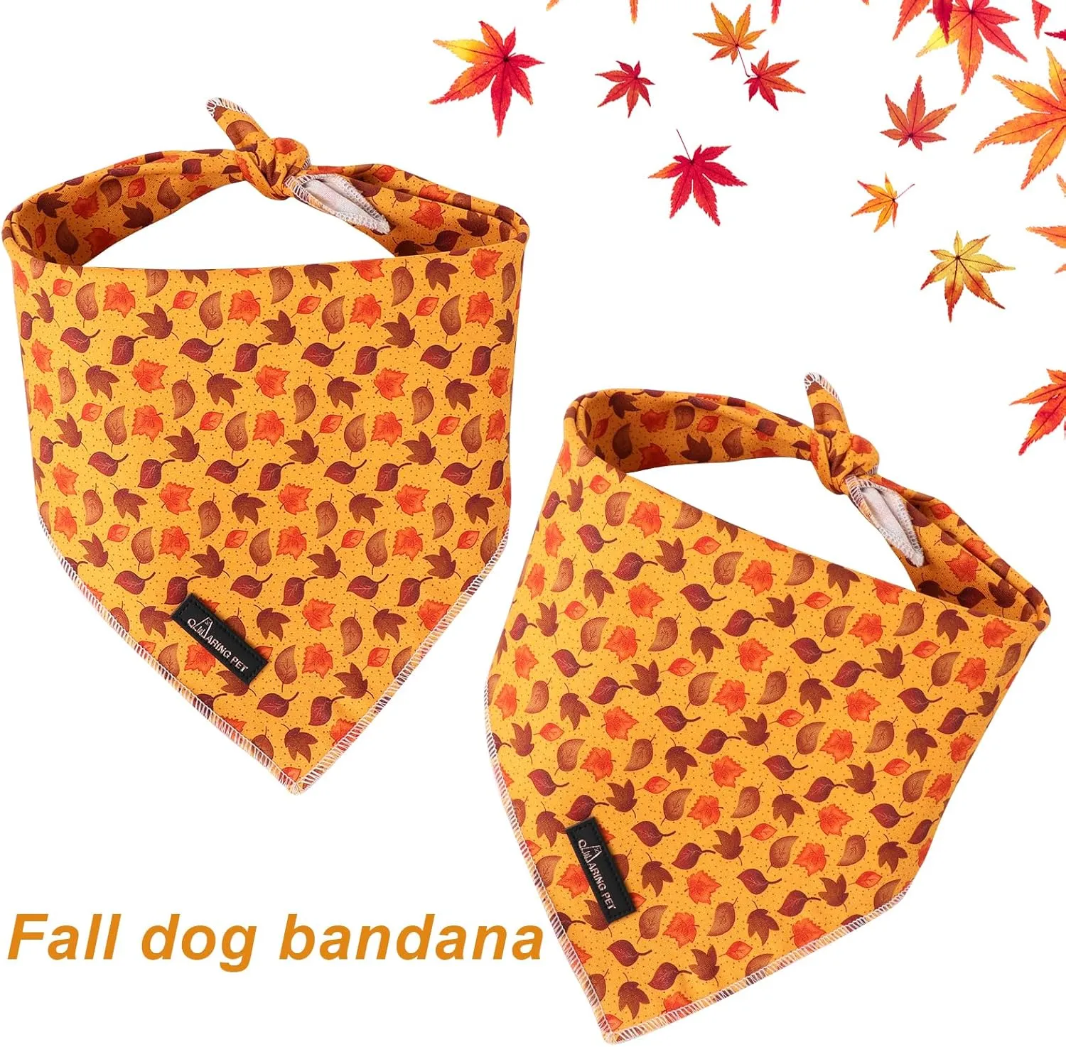 ARING PET Fall Bandana - Cotton Leaves, Comfortable Autumn Pet Scarf Triangle Bibs for Boy and Girl Dogs and Cats