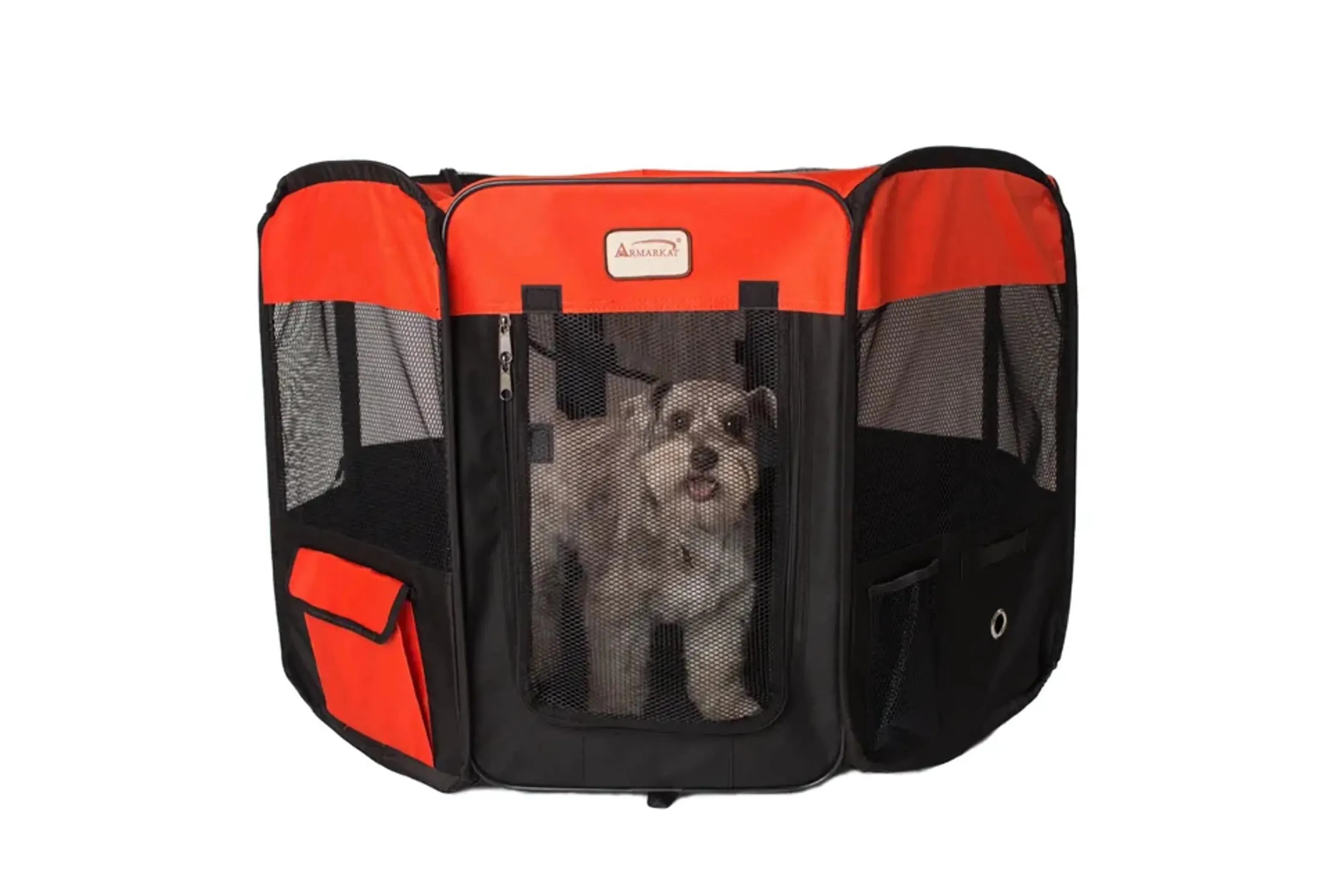 Armarkat PP002R-M Portable Pet Playpen In Bk and Rd Combo