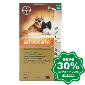 Bayer - Advocate for Dogs 4 kg or below - 3 Tubes