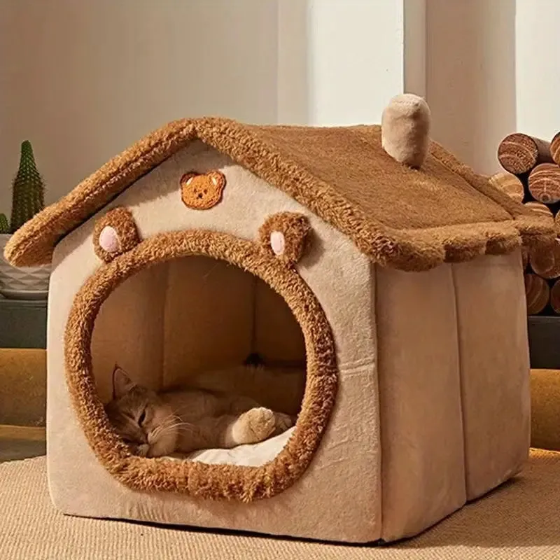 Bear Decoration House Shaped Pet Bed