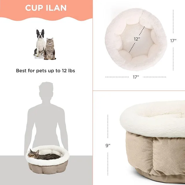 Best Friends by Sheri Cozy Ilan Cuddle Cup Pet Bed, Standard Wheat