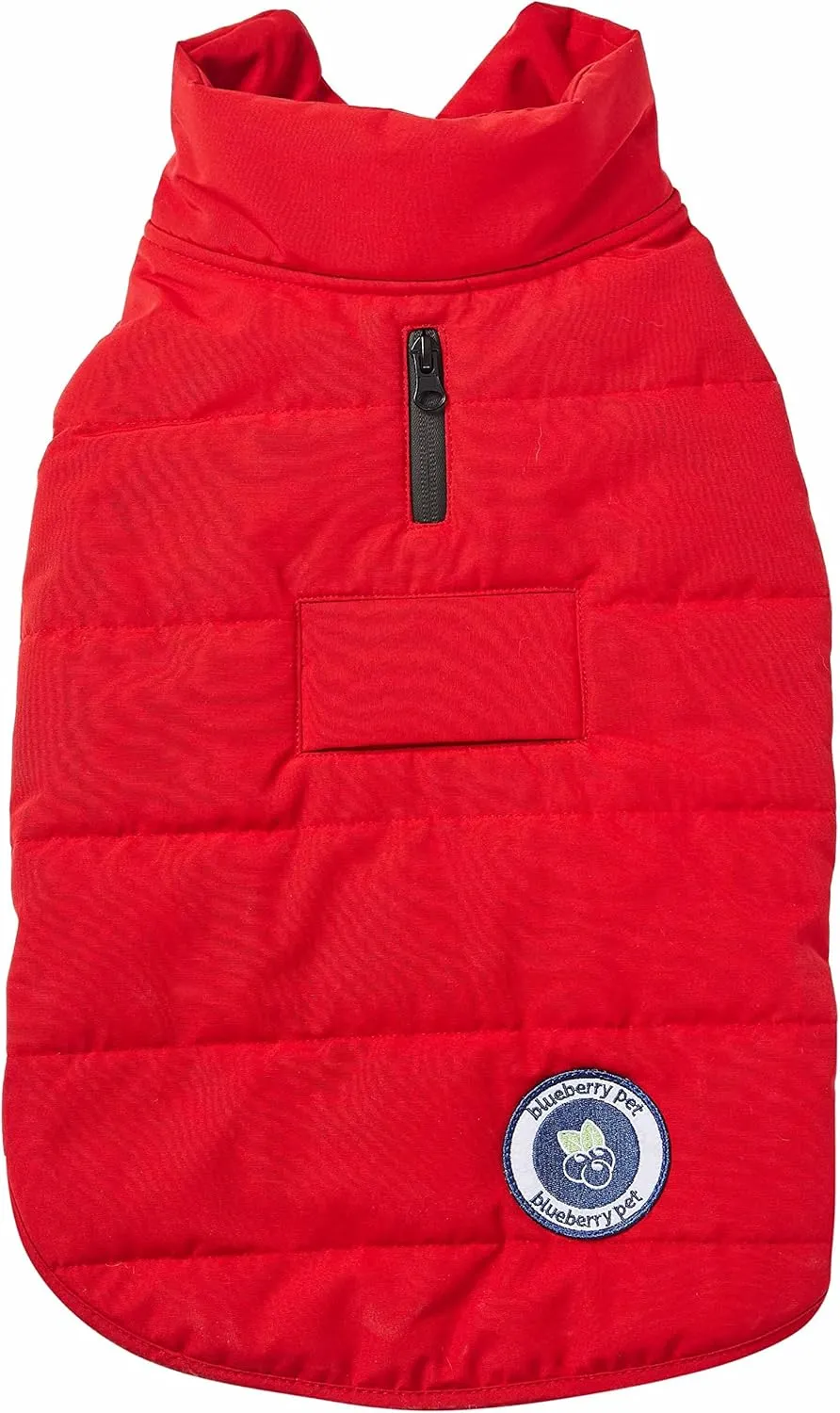 Blueberry Pet Cozy Dog Coat - Comfy & Waterproof Dog Jacket, True Red Dog Clothes, Puffer Winter Dog Coats for Small Dogs, Dog Winter Coat, Apparel for Medium Dogs, Outdoor Accessories