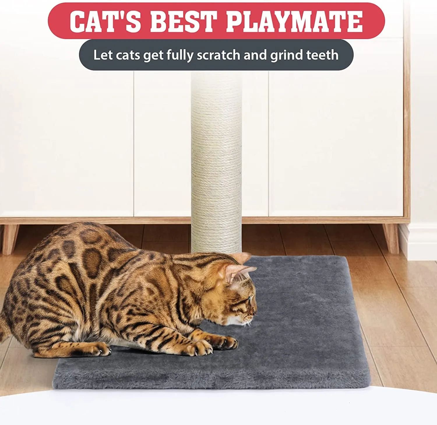 Cat Scratching Post  
Scratching Posts for Indoor Large Cats - Durable Stable Cat Furniture with Sisal Rope - Cat Scratch Post-Grey
