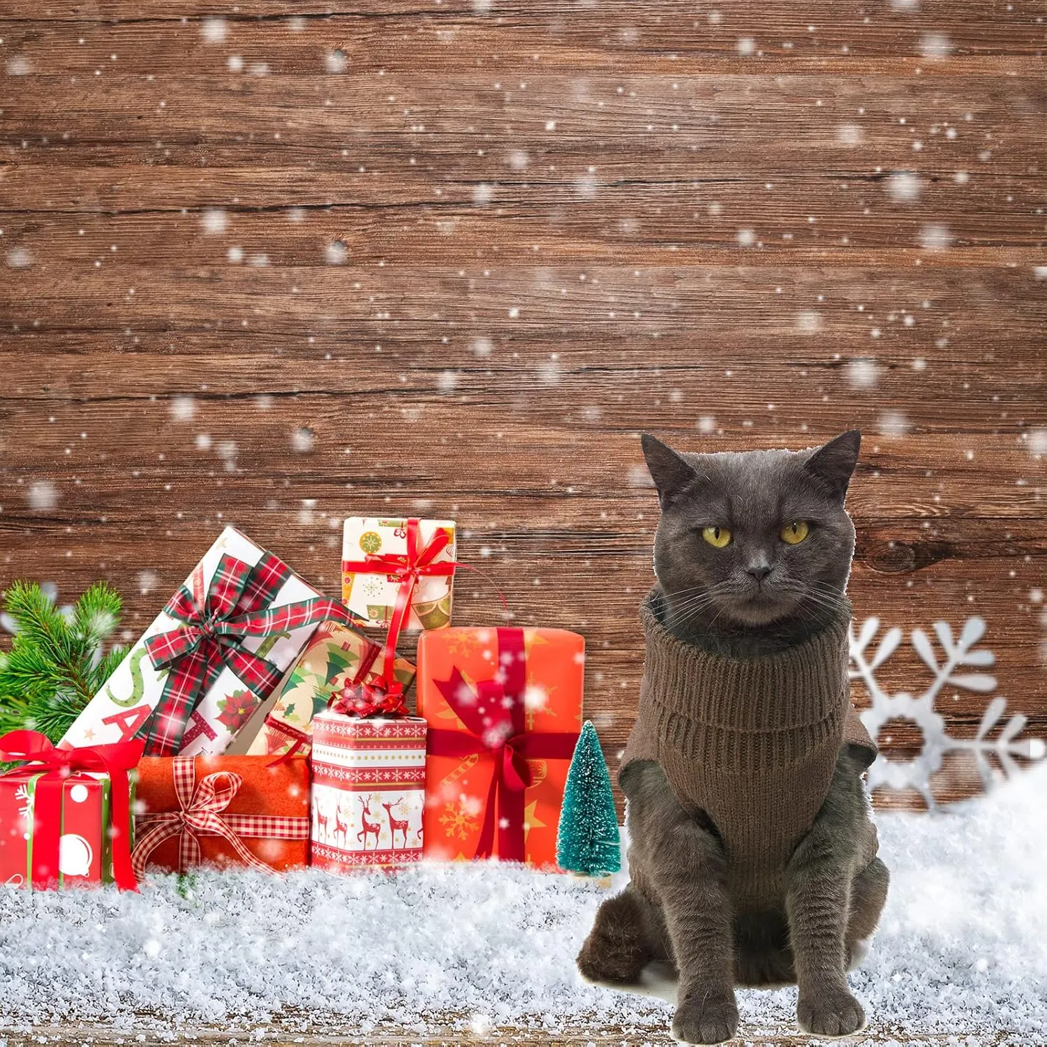 Cat Sweater Keep Your Pets Cozy, 16 Color Turtleneck Knitted Sleeveless Cat Clothes, Winter Outfits for Cats & Small Dogs During Cold Seasons (Brown, Medium)