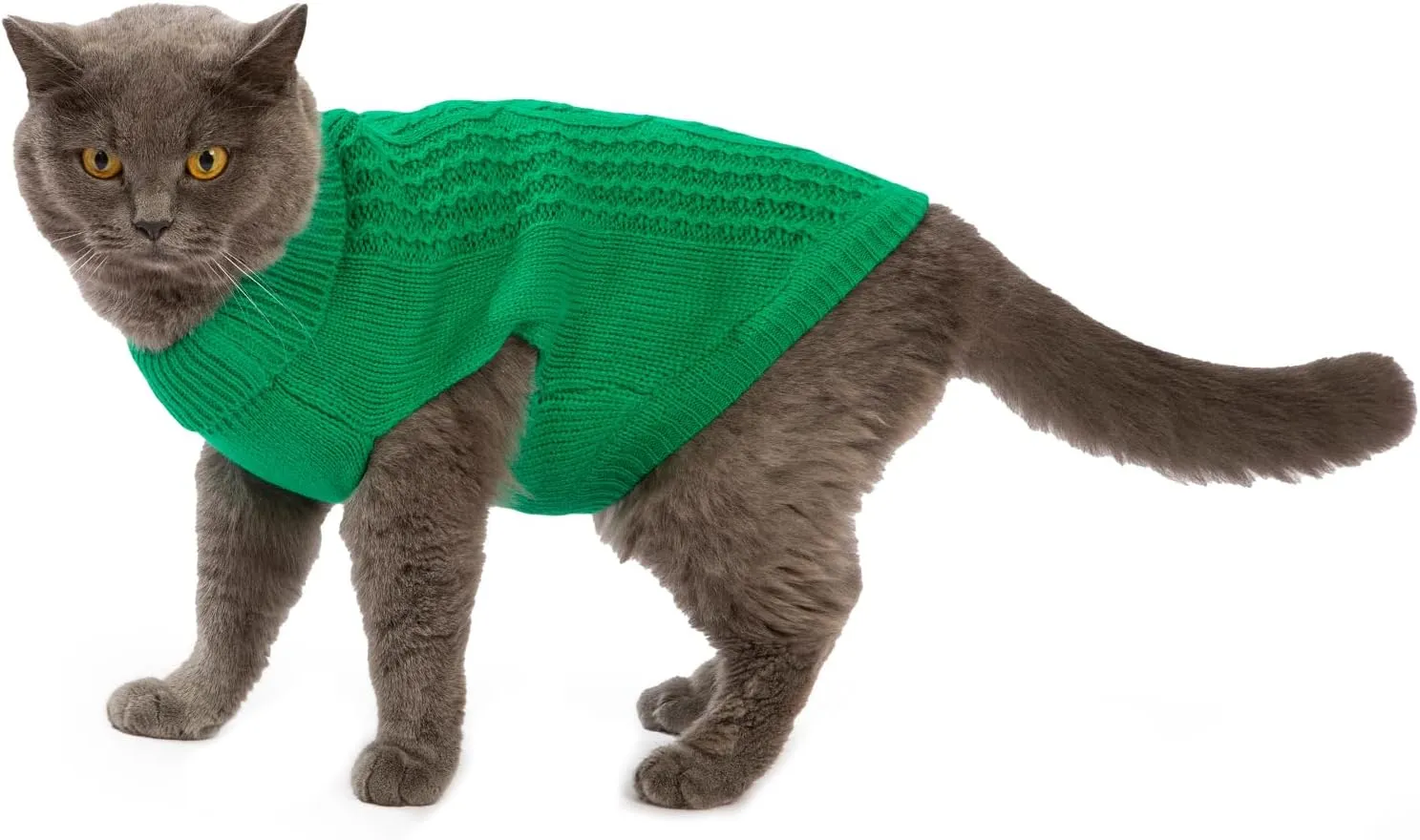 Cat Sweater Keep Your Pets Cozy, 16 Color Turtleneck Knitted Sleeveless Cat Clothes, Winter Outfits for Cats & Small Dogs During Cold Seasons (Dark Green, Medium)