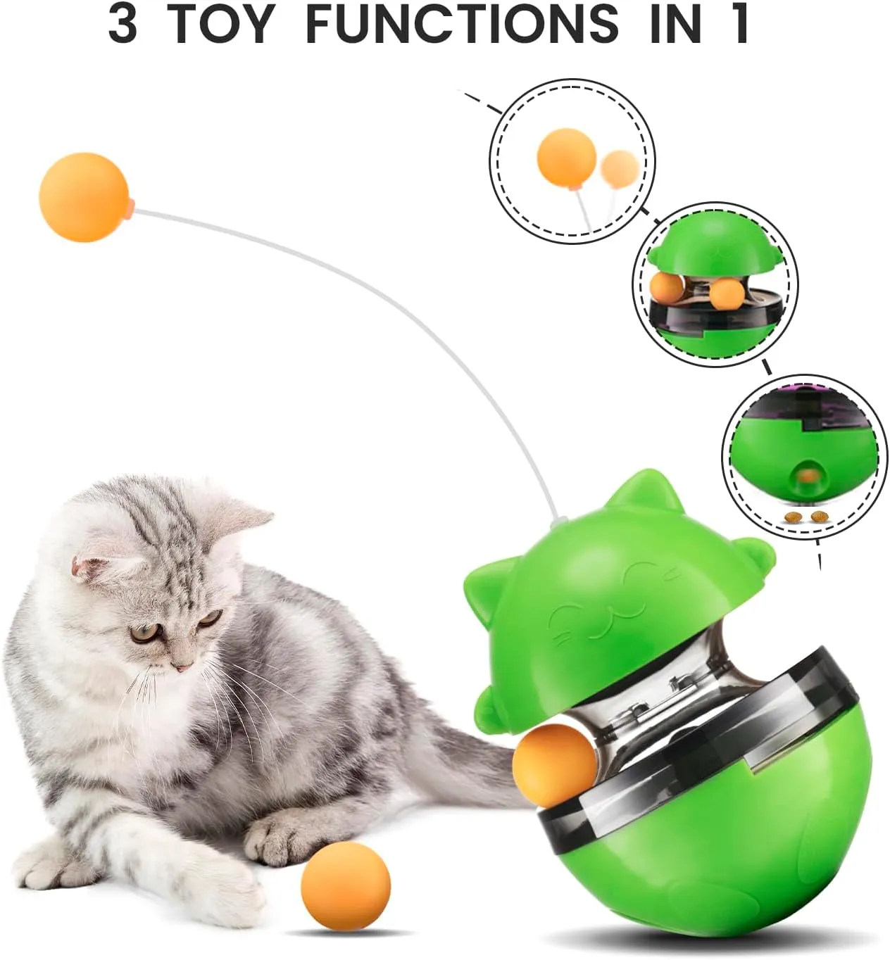 Cat Toys, Interactive Cat Toys, Exercise Tumbler for Indoor Cats, Tower of Tracks Interactive 2-Tier with Exercise Balls, 3-in-1 Tumbler Catnip Toy, Red