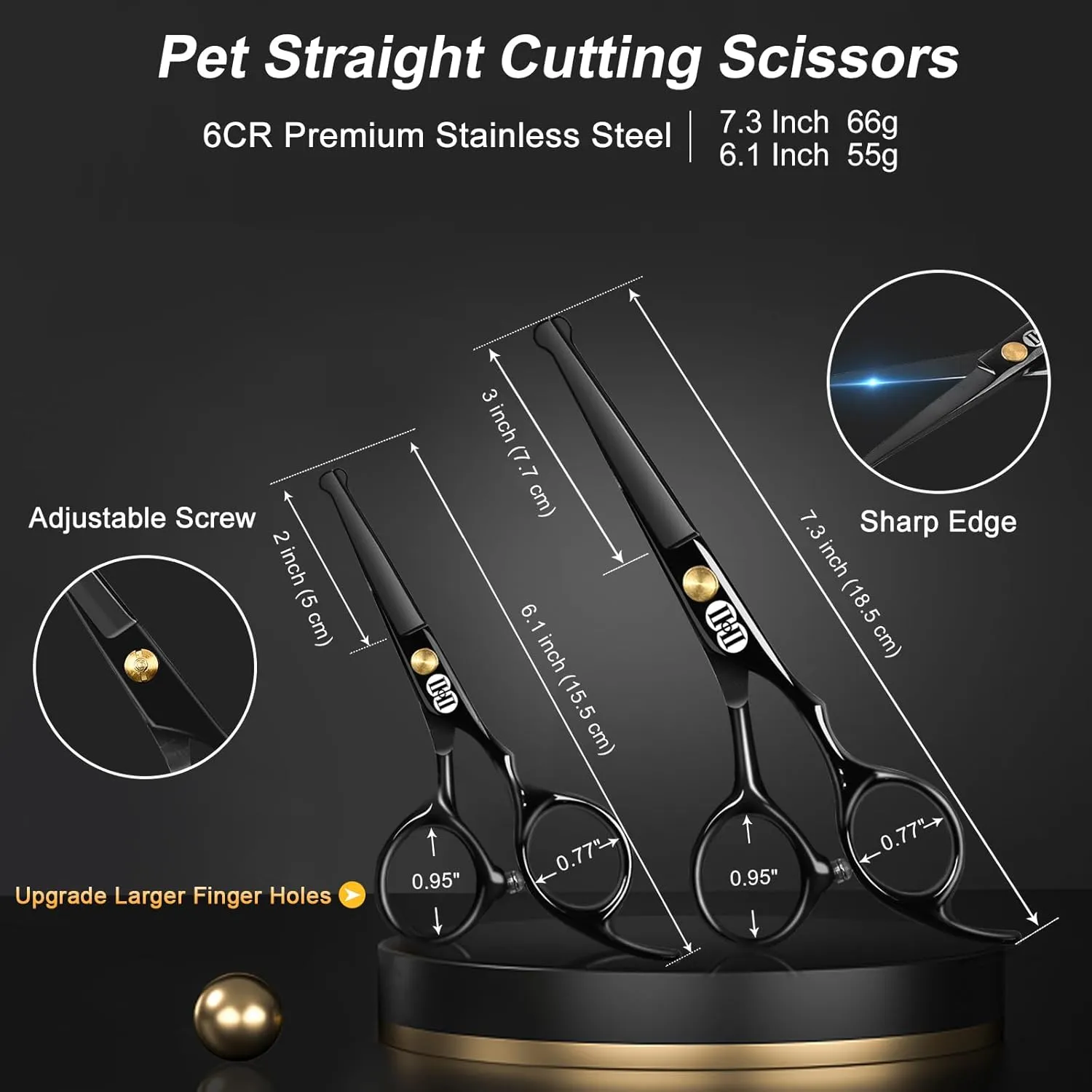 CIICII Dog Grooming Scissors Kit, 10-In-1 Professional Pet Grooming Scissors Set with Safety Round Tip (Dogs/Cat Hair Cutting Trimming Thinning Shears with Curved Scissors) for DIY Home Salon (Black)