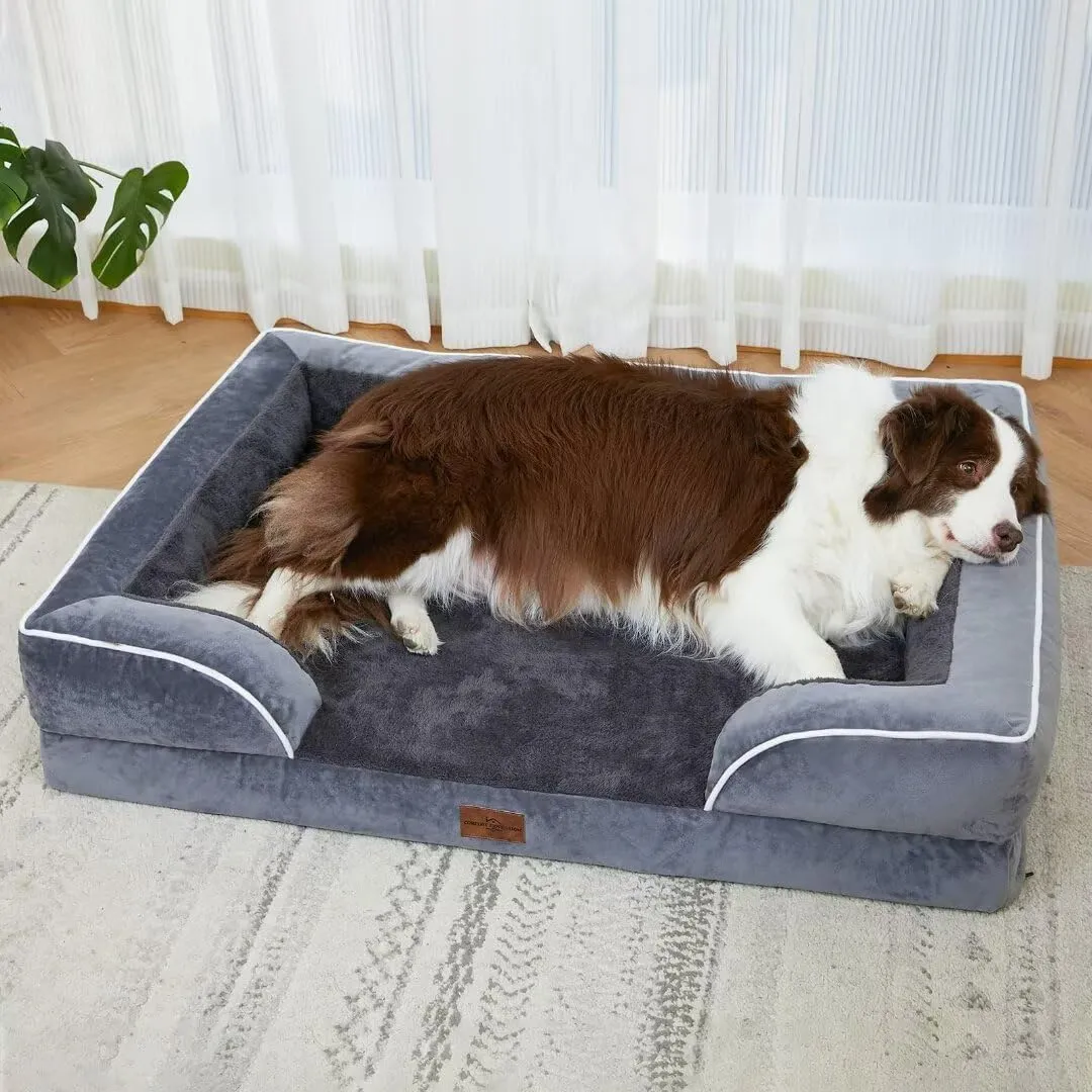 Comfort Expression Waterproof Orthopedic Foam Dog Beds, XXL Orthopedic Dog Beds for Extra Large Dogs, Washable Pet Sofa Bed with Removable Cover & Non-Slip Bottom(XX-Large,Dark Grey)