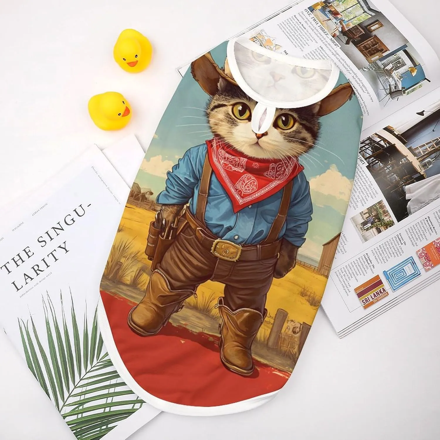 Cool Cat with Hat Dog Shirts Summer Pet T Shirts Sleeveless Pet Clothes Dog Vest Tank Tops for Dogs Cats 2XL