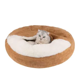 Covered Pet Bed, Washable, Khak, 1 Pack