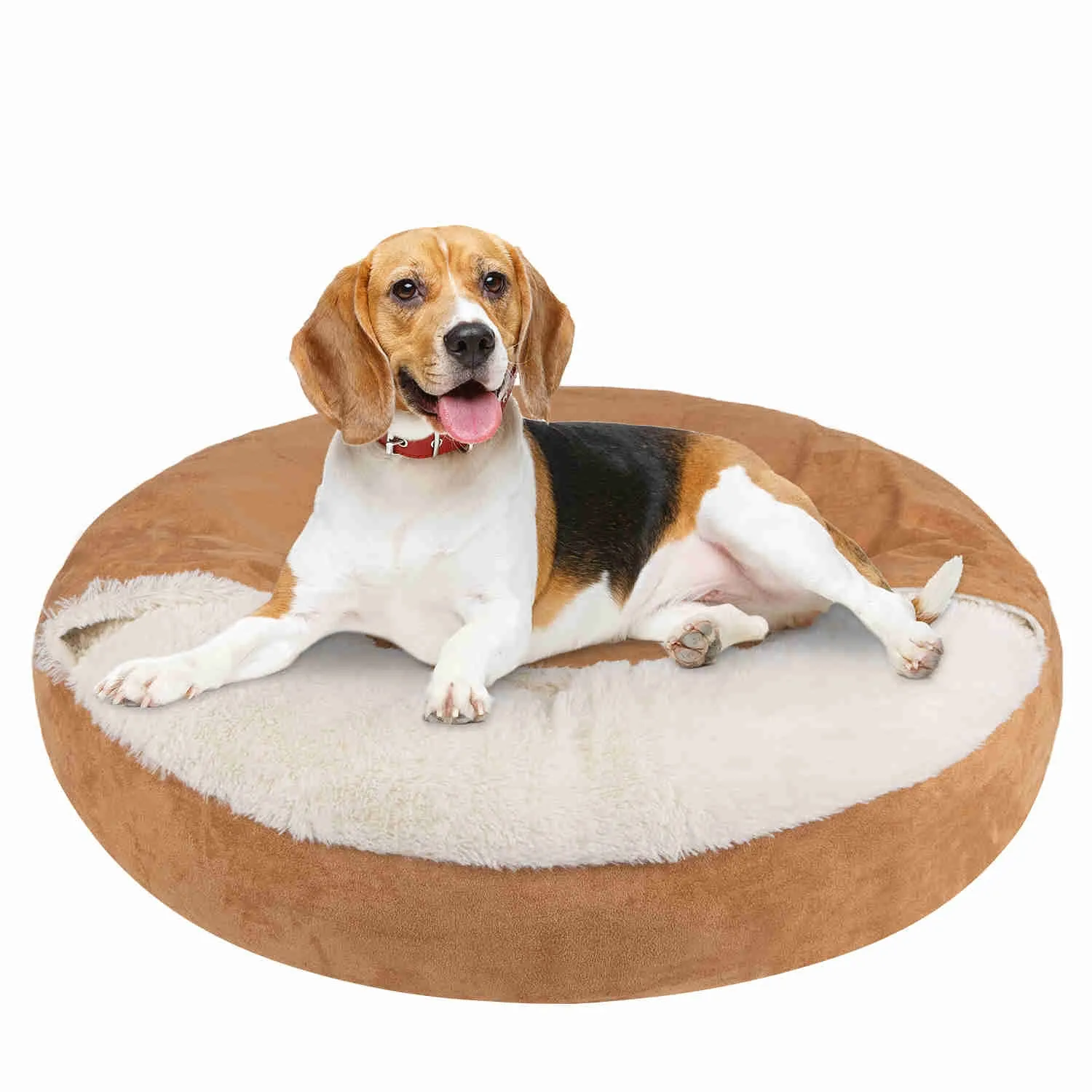 Covered Pet Bed, Washable, Khak, 1 Pack