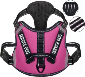 Cymiler Dog Harness,No-Pull Service Dog Harness with Handle,Adjustable Comfort Pet Dog Vest Harness for Outdoor Walking (L:Neck 18.1-27.6"|Chest 24-36.6", Rose Red)