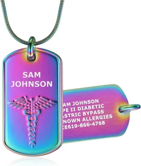 Divoti Deep Custom Laser Engraved 316L Classic Medical Alert ID Dog Tag Necklaces - Styles