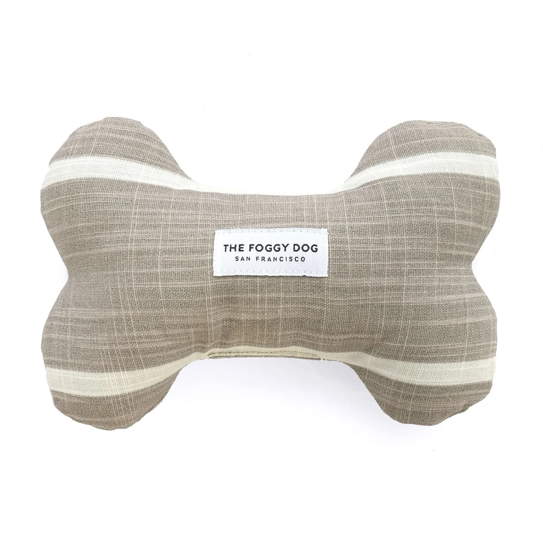 DOG BONE SQUEAKY TOY (MODERN STRIPE WARM STONE)