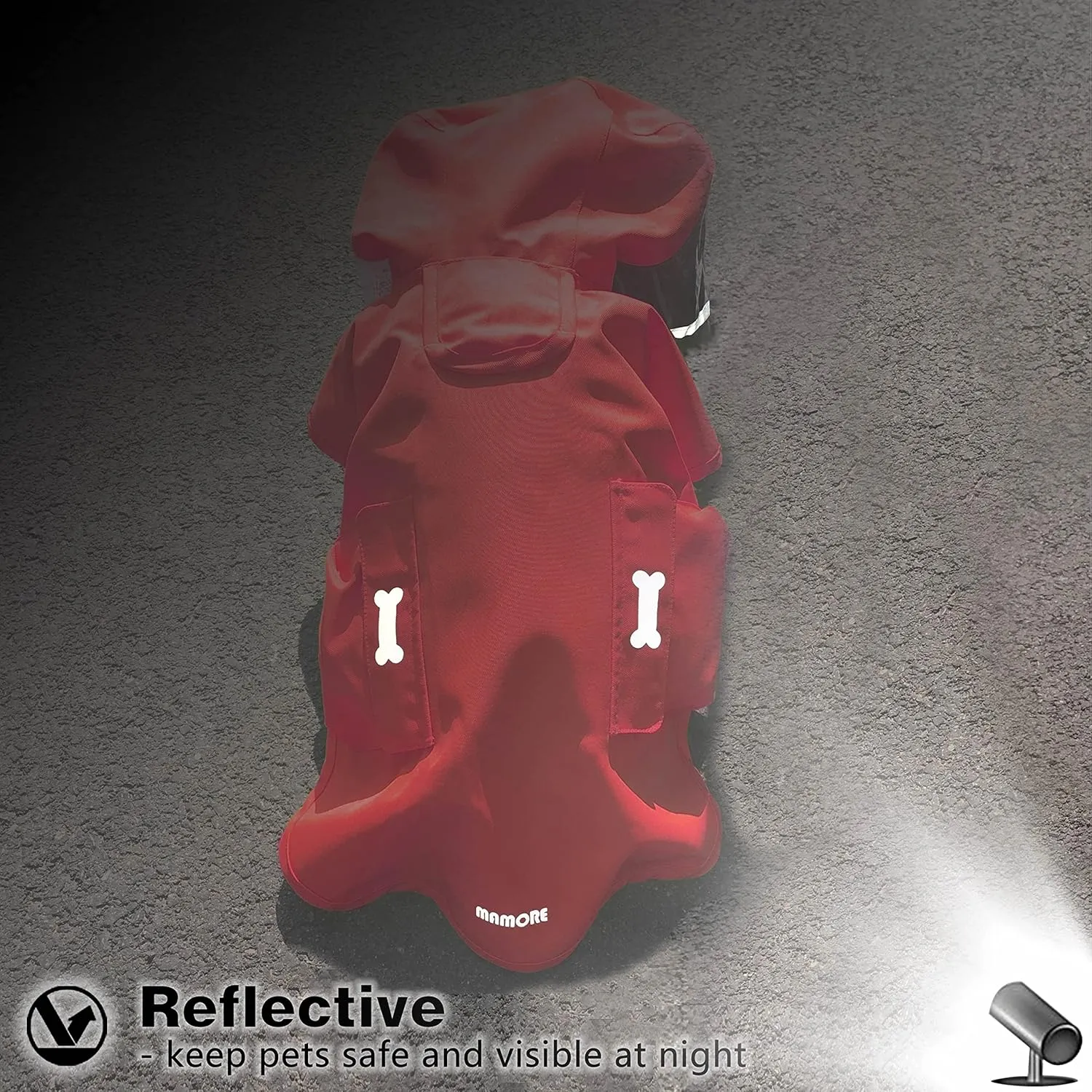 Dog Raincoat,Waterproof Rain Poncho with Hoodie, High Reflective Adjustable Pet Rain Jacket with Leash Hole for Small Medium and Large Dogs (Red, Medium)