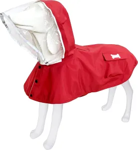 Dog Raincoat,Waterproof Rain Poncho with Hoodie, High Reflective Adjustable Pet Rain Jacket with Leash Hole for Small Medium and Large Dogs (Red, Medium)