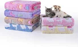 Dono 1 Pack 6 Dog Blankets, Soft Fluffy Fleece Pet Blanket Warm Sleep Mat Paw Print Design Puppy Kitten Throw Blankets Doggy Blanket for Dogs