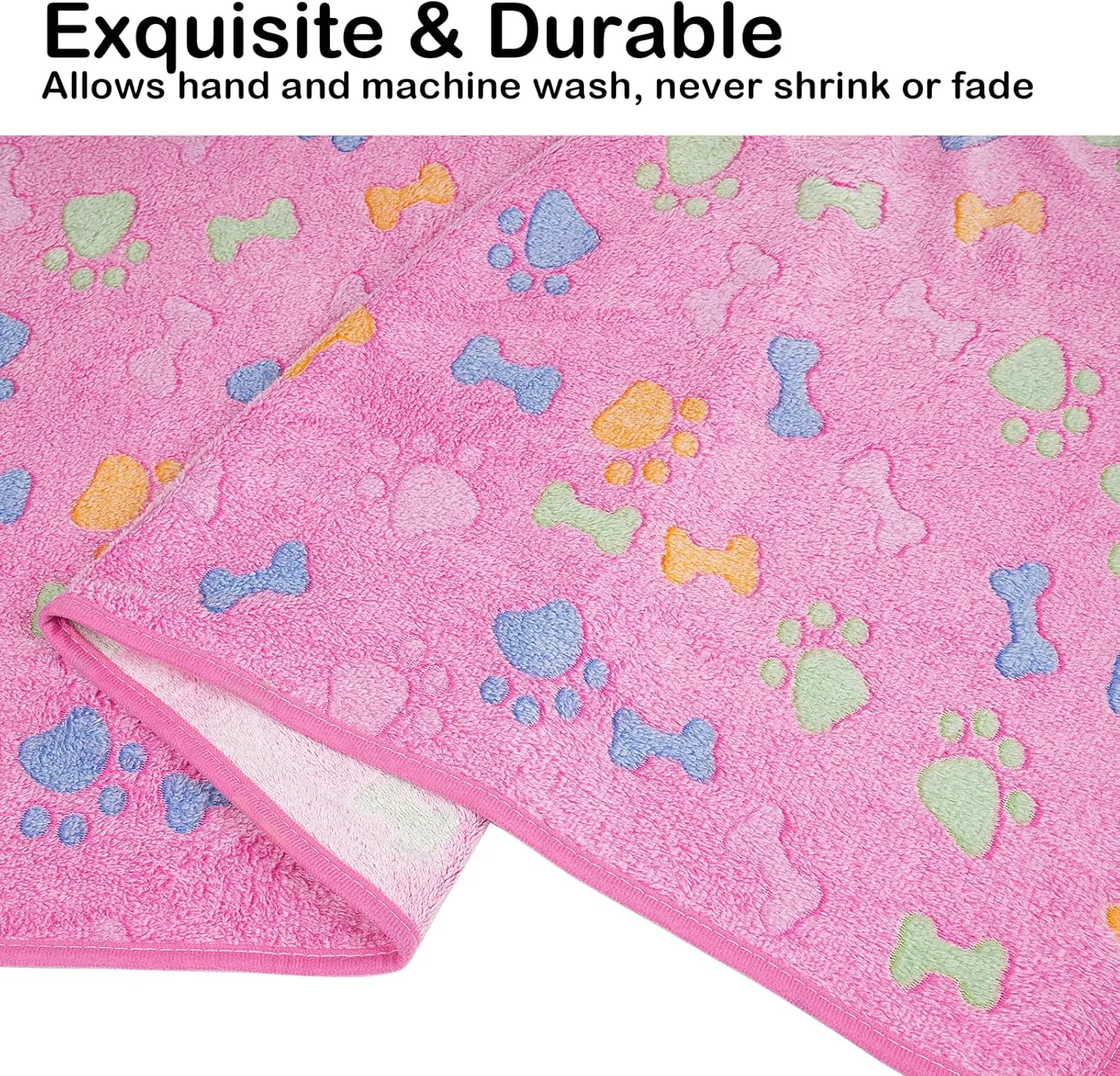 Dono 1 Pack 6 Dog Blankets, Soft Fluffy Fleece Pet Blanket Warm Sleep Mat Paw Print Design Puppy Kitten Throw Blankets Doggy Blanket for Dogs