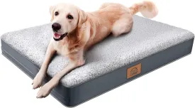 Extra Large Dog Bed Waterproof Dog Bed, Jumbo Orthopedic Dog Beds with Removable Washable Cover for Large Dogs, Pet Bed Mat Egg-Crate Foam, 54"X42"X4", Grey