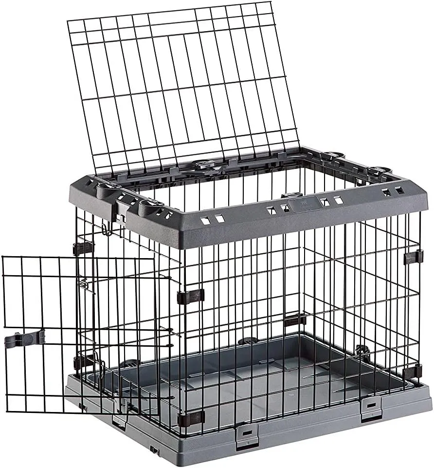 Ferplast Superior Hybrid ECO Dog Crate and Playpen, Environmentally Friendly Dog Crate Made with Recycled Plastic, 24-Inch, Gray