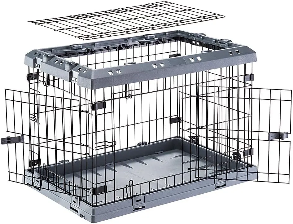 Ferplast Superior Hybrid ECO Dog Crate and Playpen, Environmentally Friendly Dog Crate Made with Recycled Plastic, 24-Inch, Gray