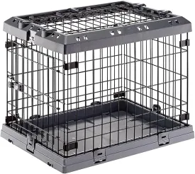 Ferplast Superior Hybrid ECO Dog Crate and Playpen, Environmentally Friendly Dog Crate Made with Recycled Plastic, 24-Inch, Gray