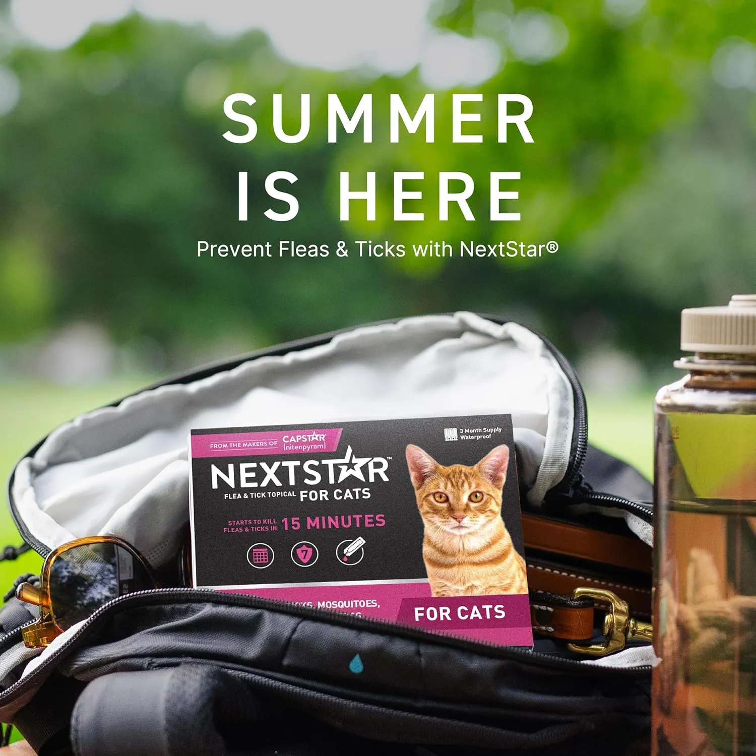 Flea and Tick Prevention for Cats, Repellent, and Control, Fast Acting Waterproof Topical Drops for Cats Over 3.5 lbs, 6 Month Dose