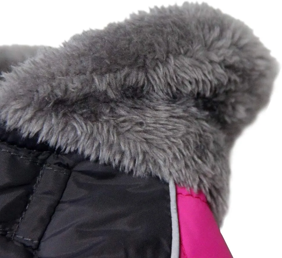 Fleece Collar Reversible Dog Coats for Small Dogs Waterproof Warm Puppy Jacket for Cold Winter,Dark Pink S