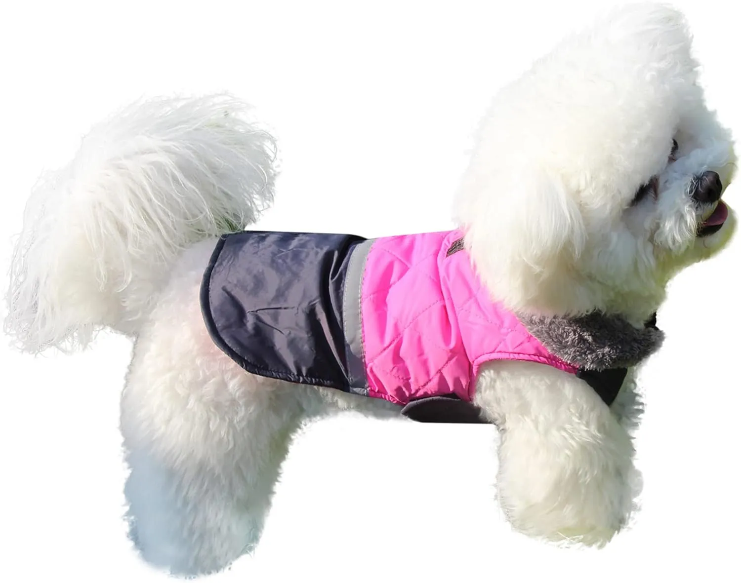 Fleece Collar Reversible Dog Coats for Small Dogs Waterproof Warm Puppy Jacket for Cold Winter,Dark Pink S