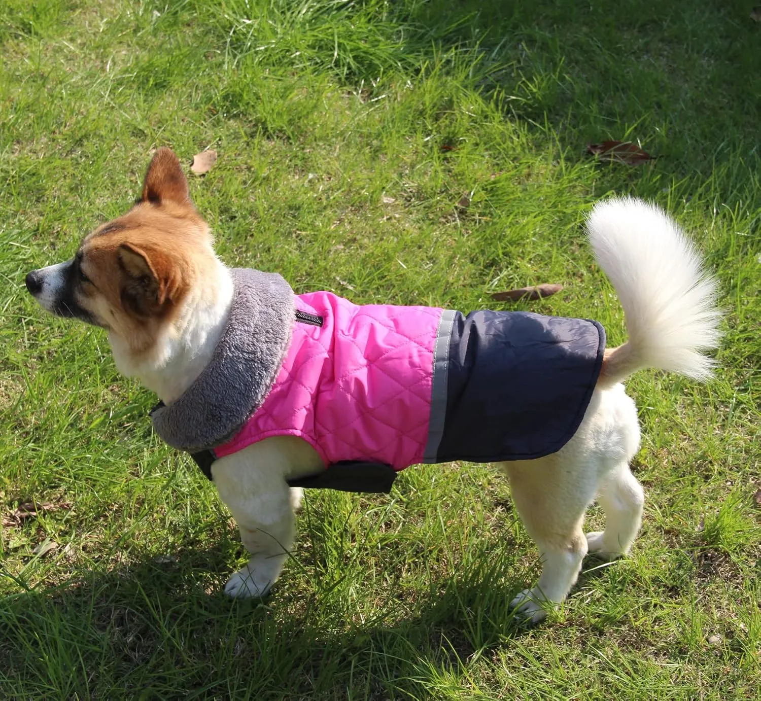 Fleece Collar Reversible Dog Coats for Small Dogs Waterproof Warm Puppy Jacket for Cold Winter,Dark Pink S