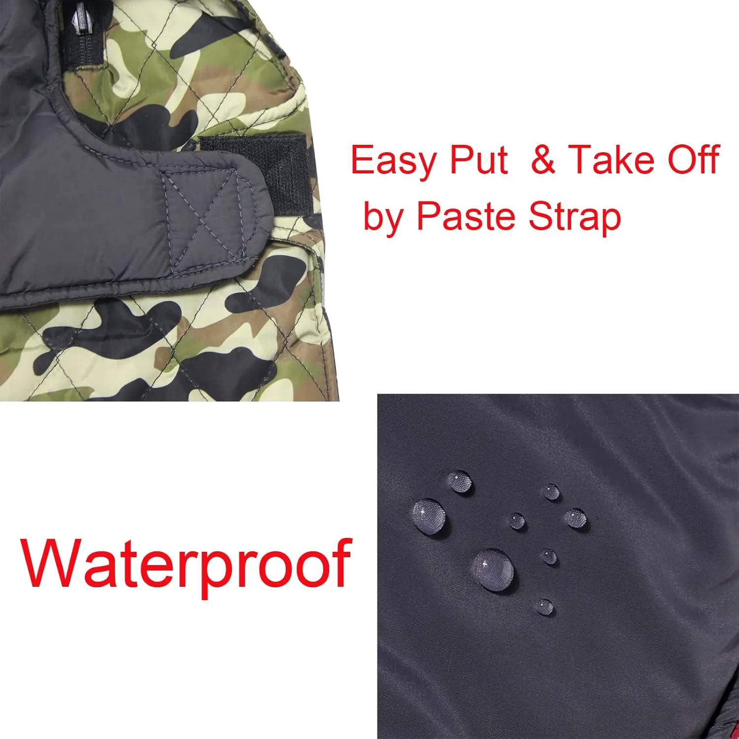 Fleece Collar Reversible Dog Coats for Small Dogs Waterproof Warm Puppy Jacket for Cold Winter,Green Camo XS