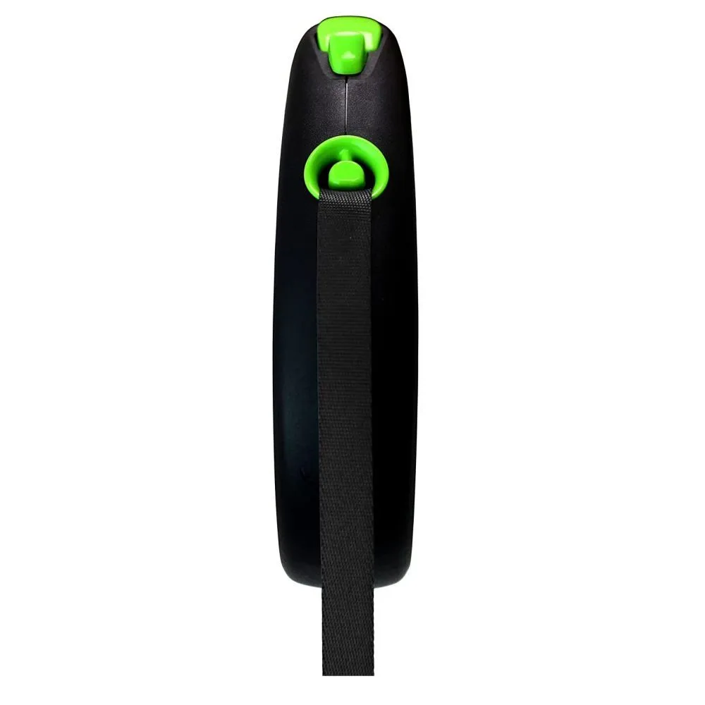 Flexi 5m Large Black Design with Green Tape Retractable Dog Lead