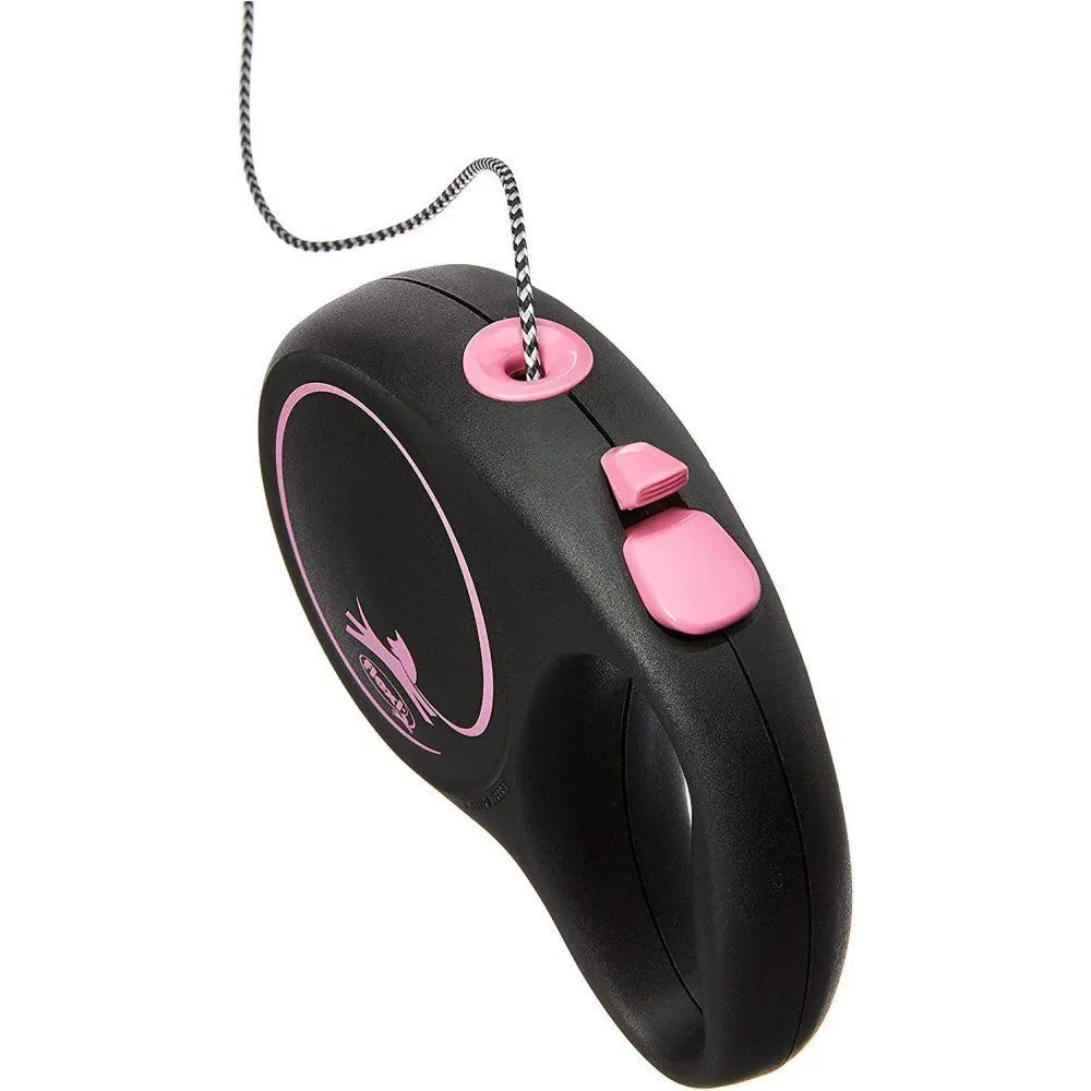 Flexi 5m Medium Pink Black Design Cord Retractable Dog Lead
