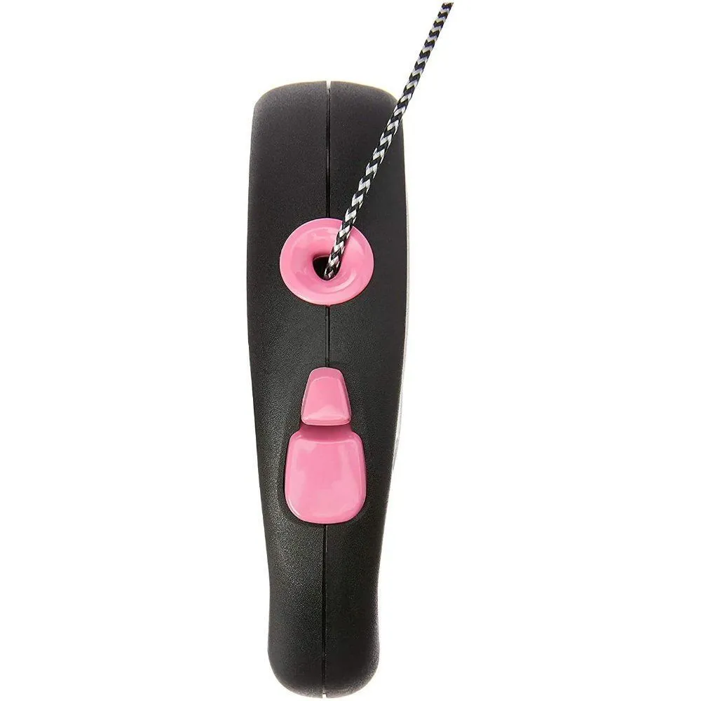 Flexi 5m Medium Pink Black Design Cord Retractable Dog Lead