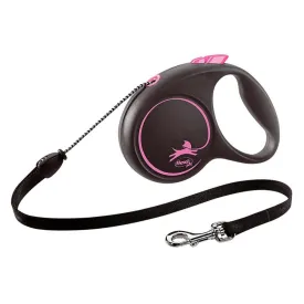 Flexi 5m Medium Pink Black Design Cord Retractable Dog Lead