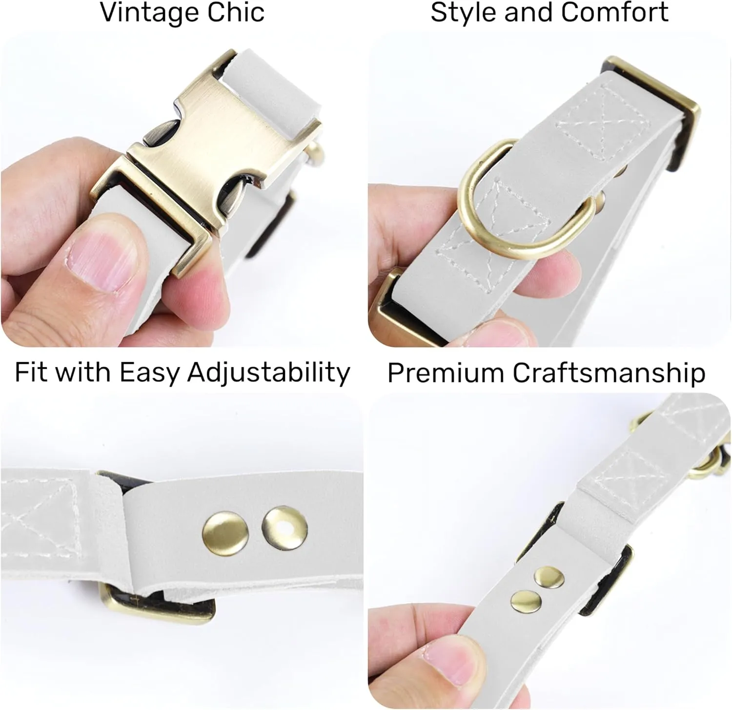 HIFA Geniune Leather Dog Collar - Soft Touch Rustic Leather, Vintage Retro Style, Easy Adjustability, Durable Quick Release Buckle - Collar for Dogs and Cats, Leather Cat Collar