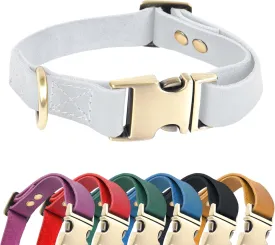 HIFA Geniune Leather Dog Collar - Soft Touch Rustic Leather, Vintage Retro Style, Easy Adjustability, Durable Quick Release Buckle - Collar for Dogs and Cats, Leather Cat Collar